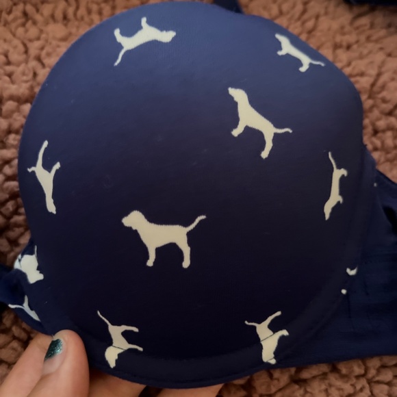 Pink navy blue light underwire bra size 32 B - Picture 2 of 4